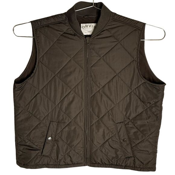 Orvis Other - Orvis Men's Diamond Quilted Fleece Lined Full Zip Puffer Vest Brown Size XXL